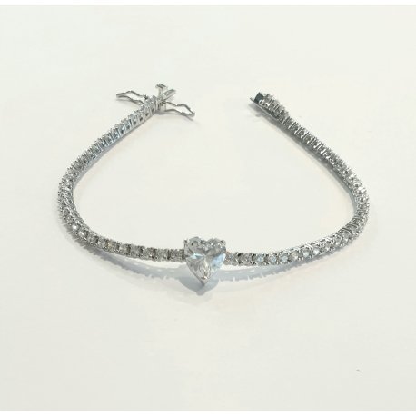 Bracciale Tennis Donna In Argento Con Cuore Bianco